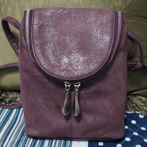 Elegant Purple Leather Backpack